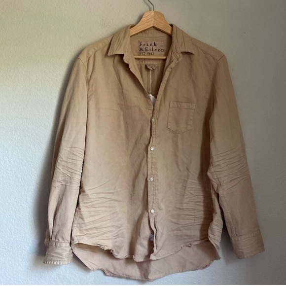 Frank & Eileen - Eileen Woven Relaxed Button Up Shirt Sand Tattered Medium - Picture 4 of 10